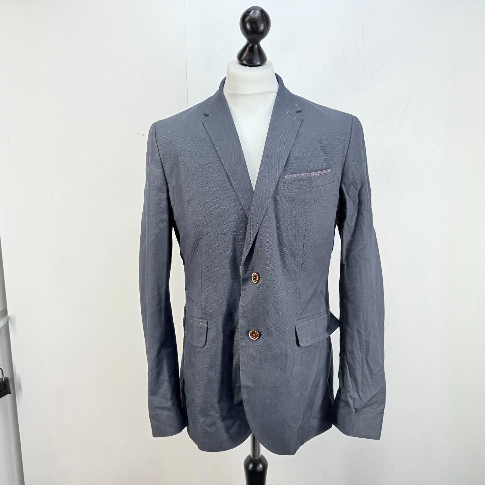 Ted Baker Blazer Jacket Men's size Ted 5 (UK Medium) Mid Blue Single Breasted Sport Country