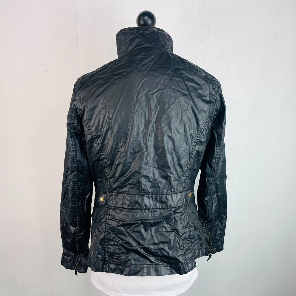 H&M Women's Wax Jacket in Black with Cord Collar size 14