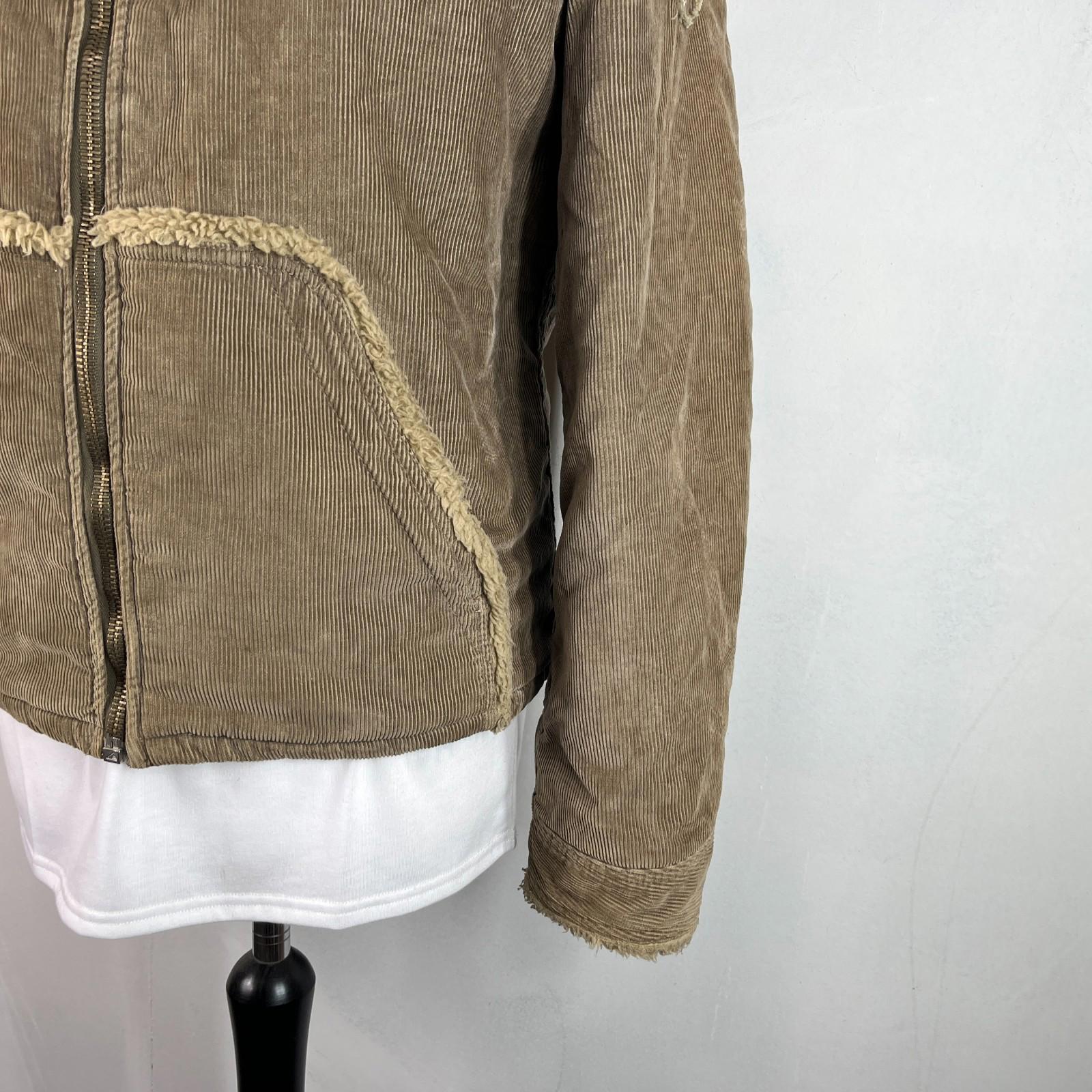 Diesel Women's Corduroy Trucker Jacket in Brown Sherpa Lined UK XL Spread Collar