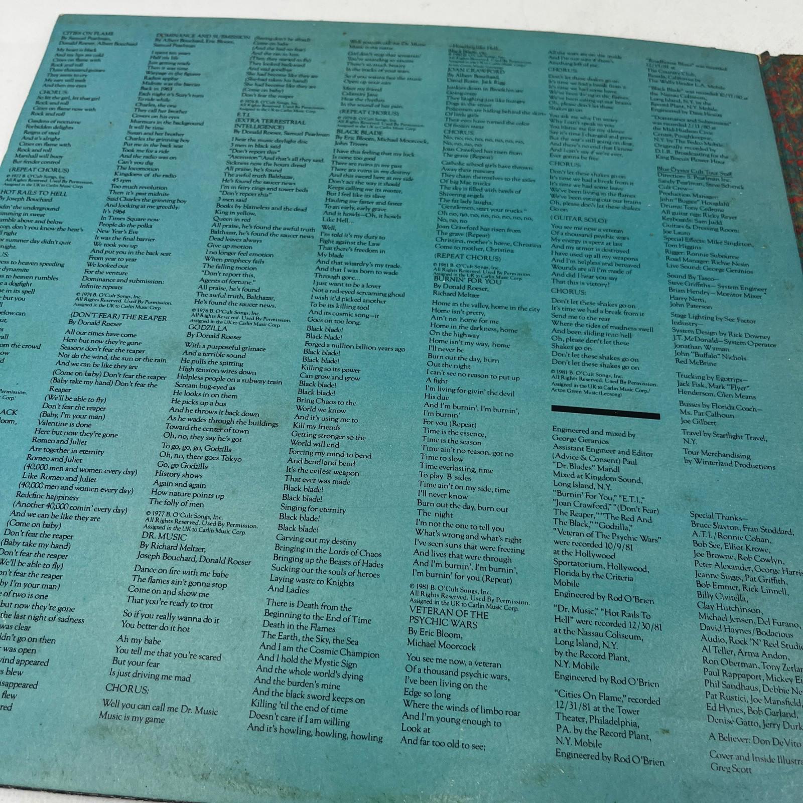 Blue Oyster Cult Extraterrestrial Live VG+/VG 2 x Vinyl Record Album CBS22203