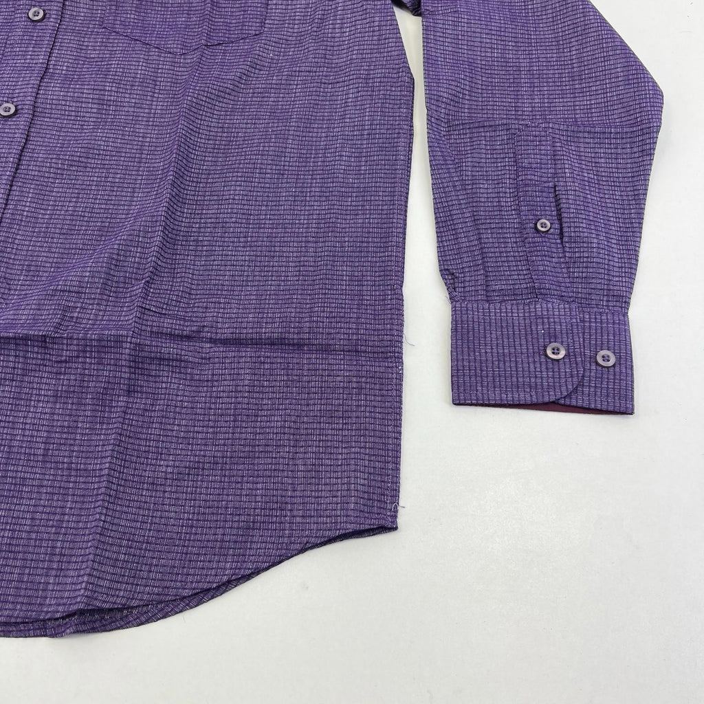 Cotton Valley Long Sleeve Shirt Purple Weave Button Down Collar UK size Large