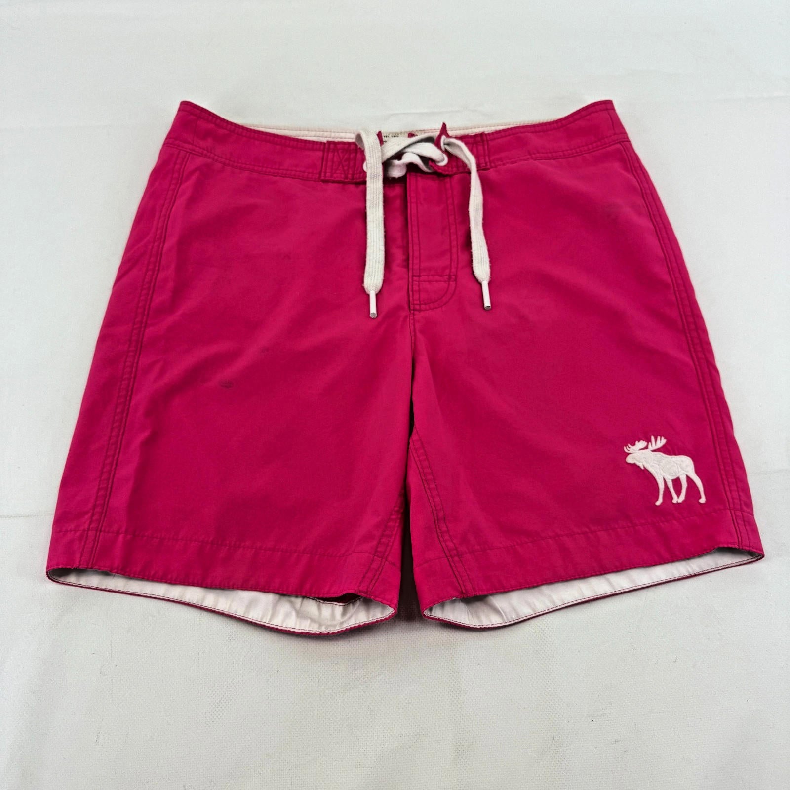 Abercrombie & Fitch Men's Shorts Bright Pink Beach Board Swim Trunks size L Slim