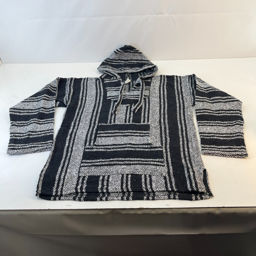Siesta Genuine Mexican Baja Hoodie Pullover Hippie Festival Black UK size Large