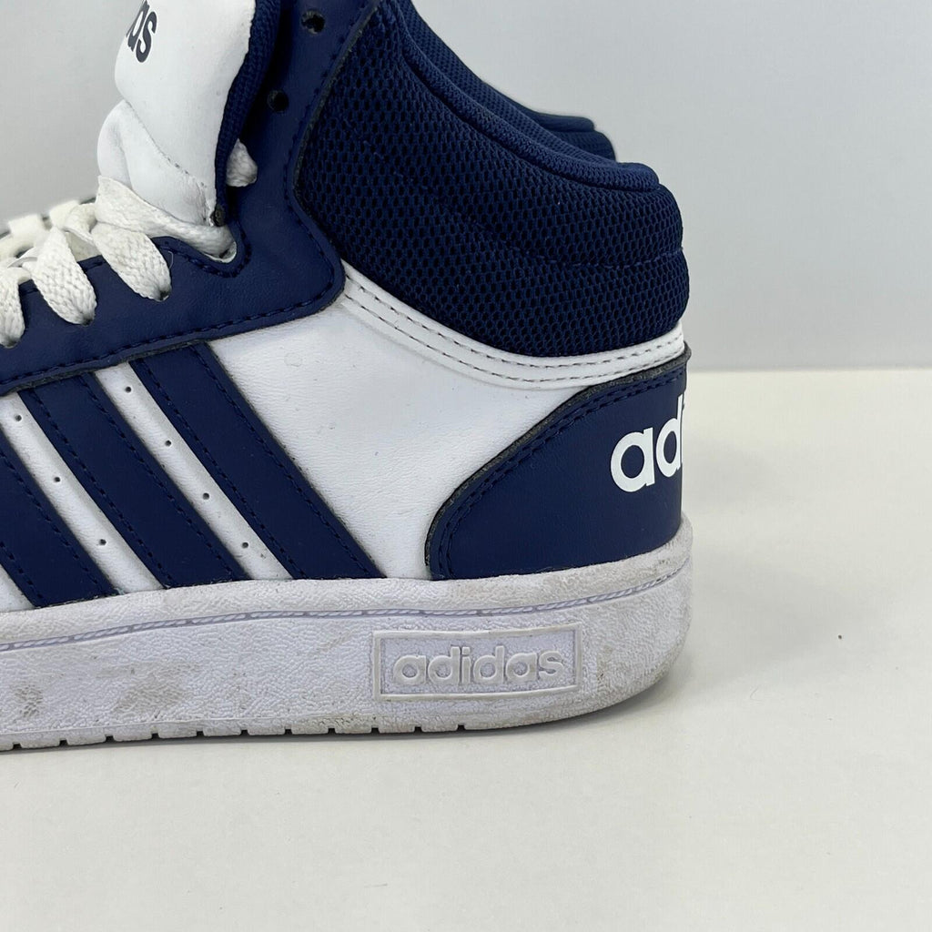 Adidas Hoops Mid 3.0 K Trainers White & Blue UK size 2 / EU 34