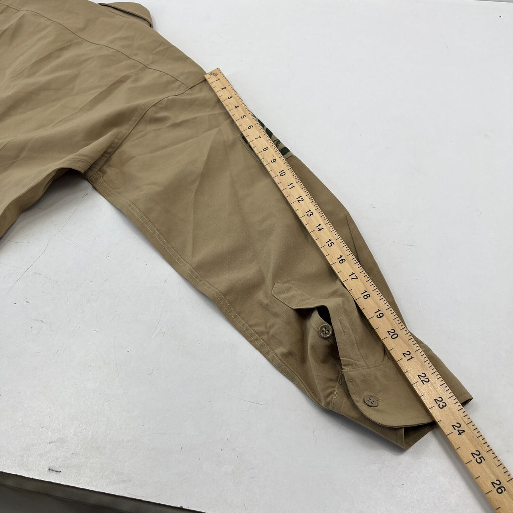 Vintage American Marines Military Long Sleeve Cotton Shirt Khaki Brown size XL