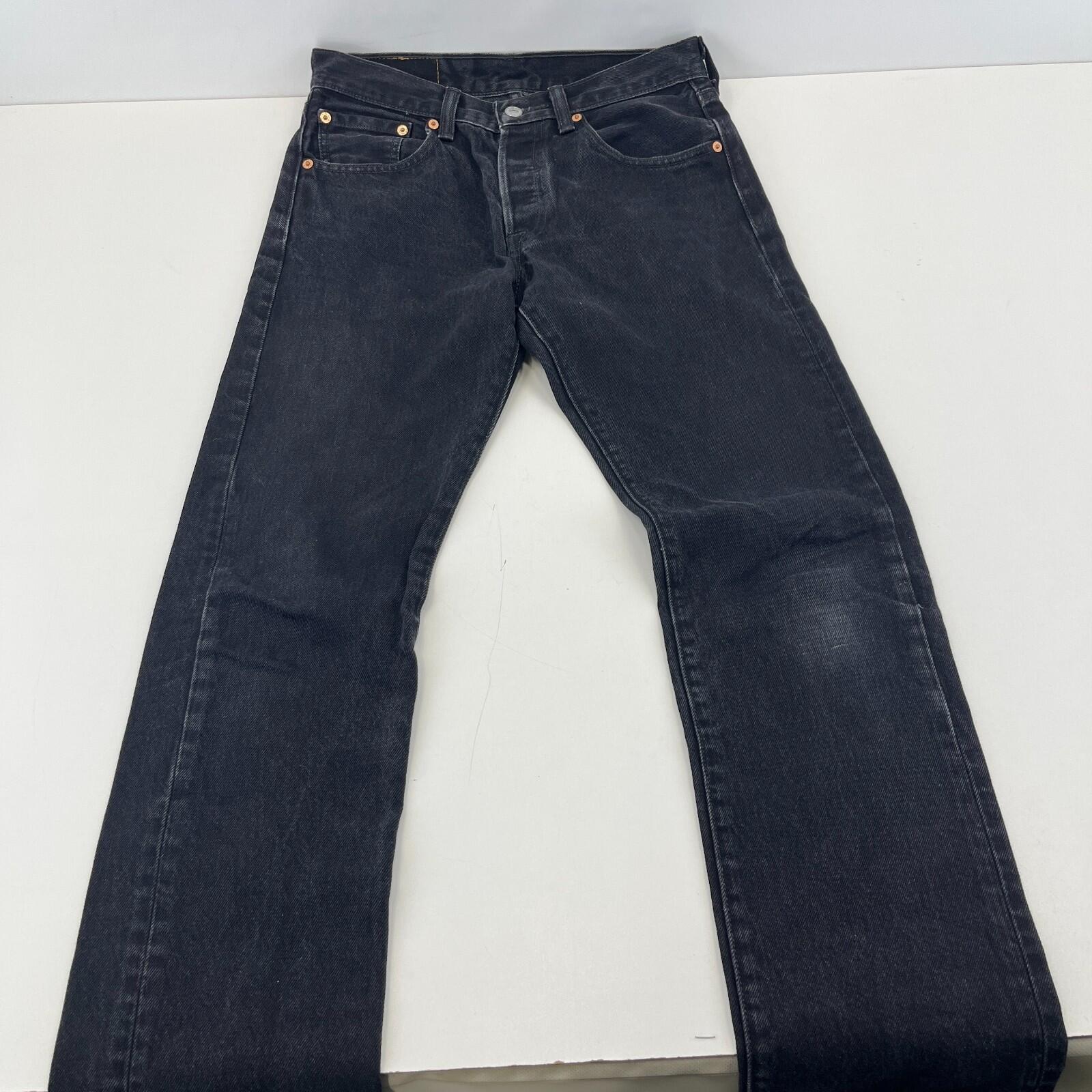 Levi 501 Jeans Black Denim Slim Straight Fit Women's W29" L30"