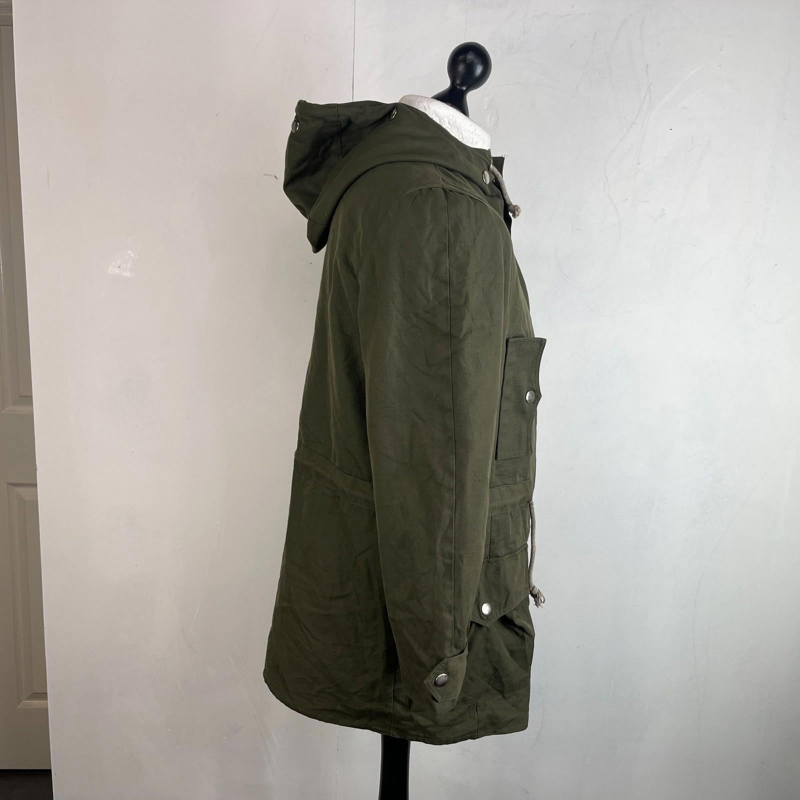 Vtg 80s Women's Bundeswehr German Army Parka Jacket Olive Green & Liner size L