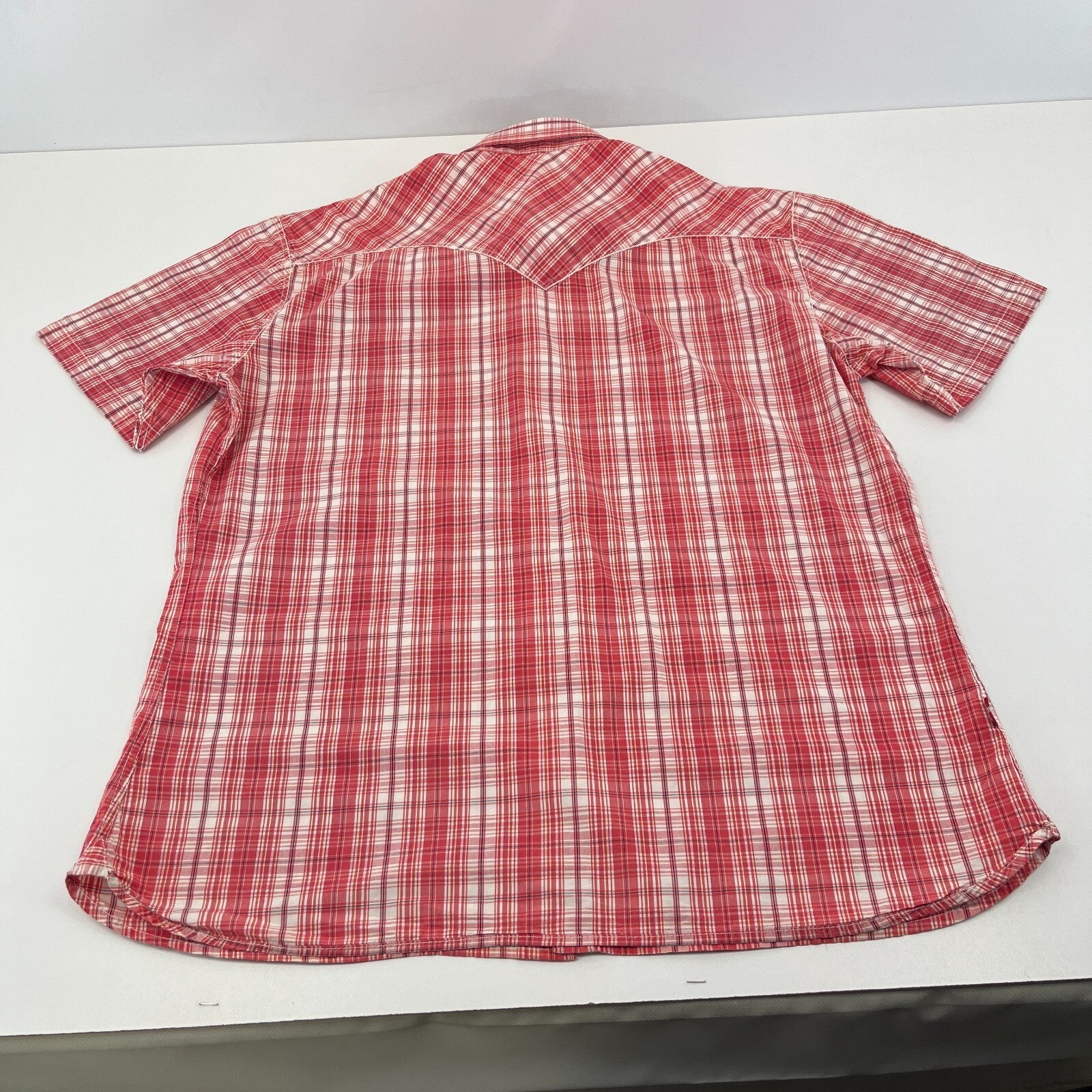 Levi Strauss Denim Cotton Check Shirt Short Sleeve Button Up size XL  Red Levis