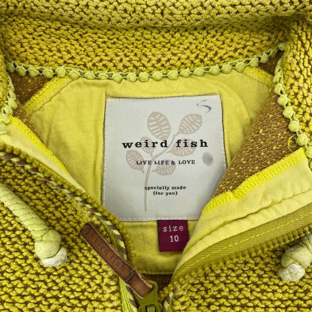 Weird Fish Macaroni 1/4 Zip Knit Pullover Jacket Mustard Yellow UK 10 Textured
