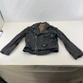 Punk Black Leather Biker Jacket with Belt size Medium Skinhead