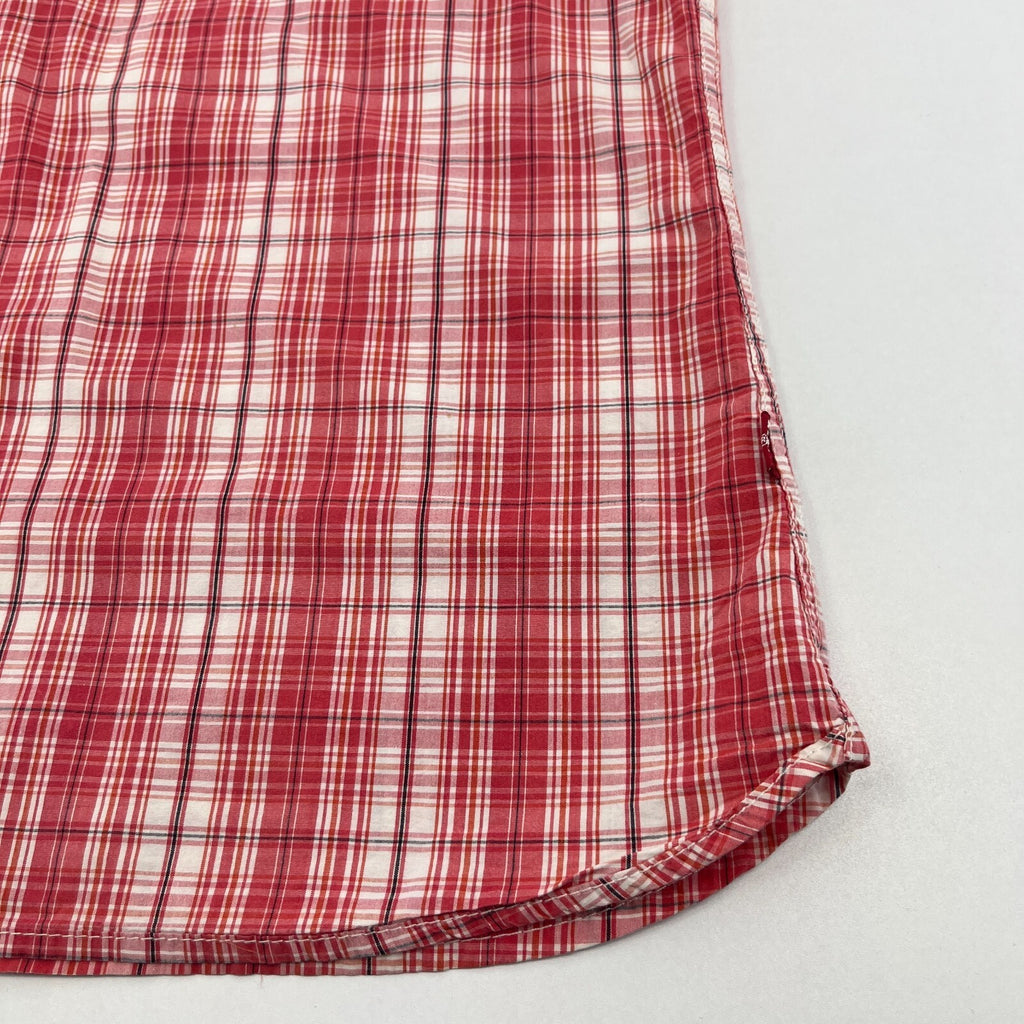 Levi Strauss Denim Cotton Check Shirt Short Sleeve Button Up size XL  Red Levis