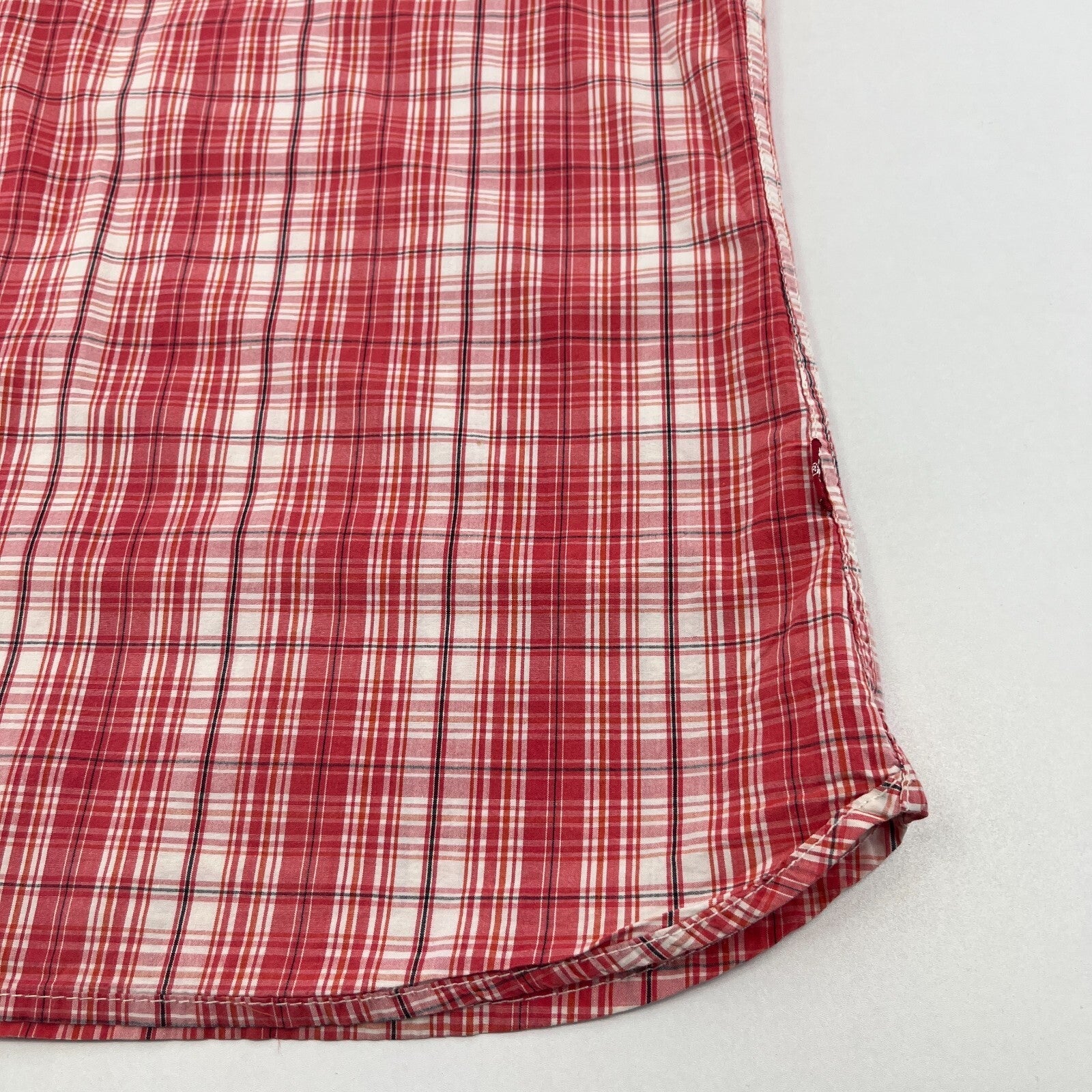 Levi Strauss Denim Cotton Check Shirt Short Sleeve Button Up size XL  Red Levis