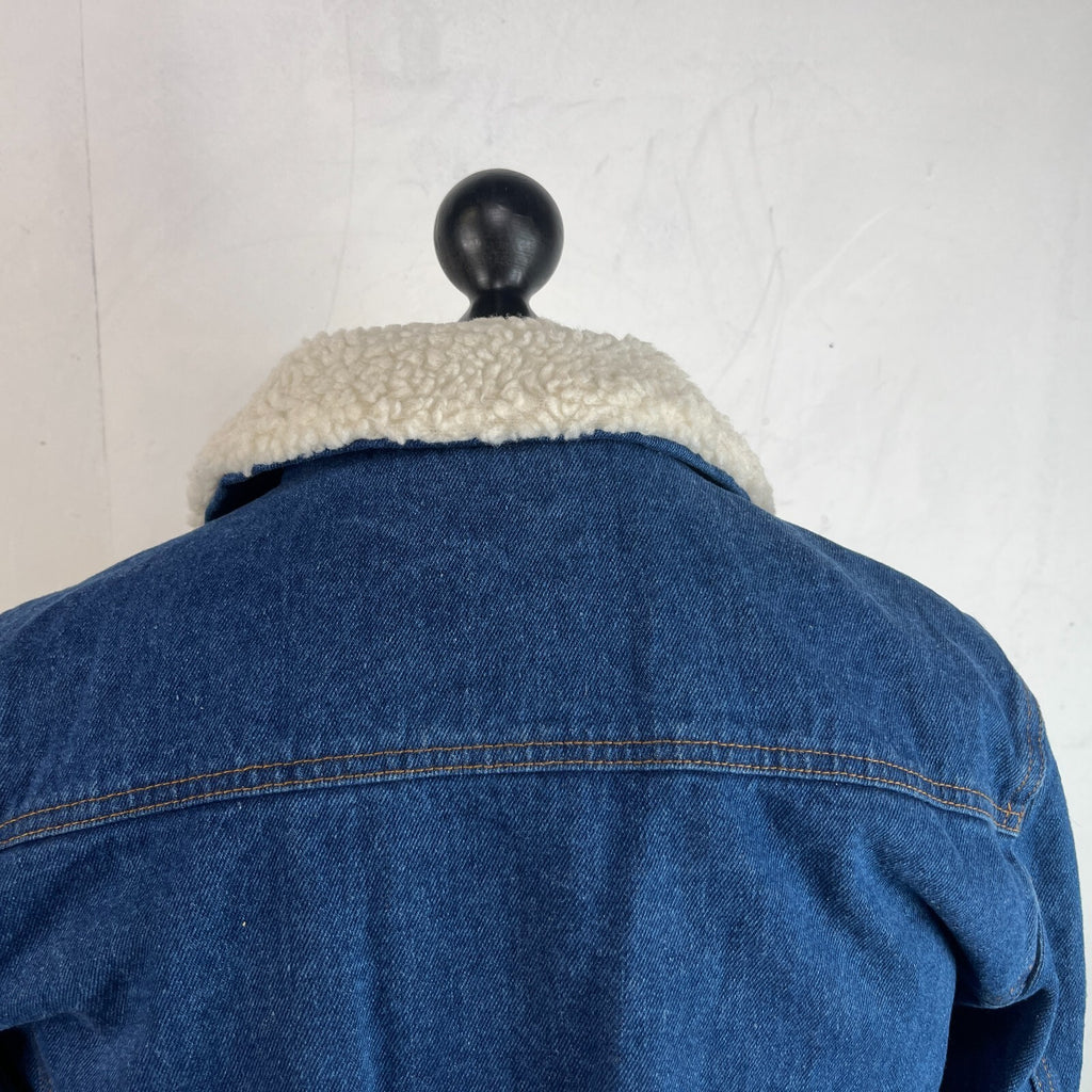 Blakely Mens Blue Denim Jacket Sherpa Fleece Lined Trucker size Medium