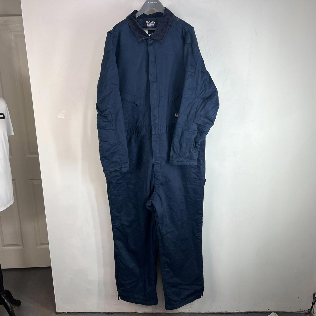 Vtg Walls Blizzard Pruf Heavy Duty Overalls Quilted Insulated in Blue 2XL Reg