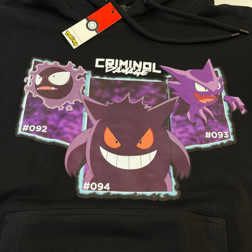 Criminal Damage Pokemon Hoodie Gastly Haunter Gengar Black size Small - New