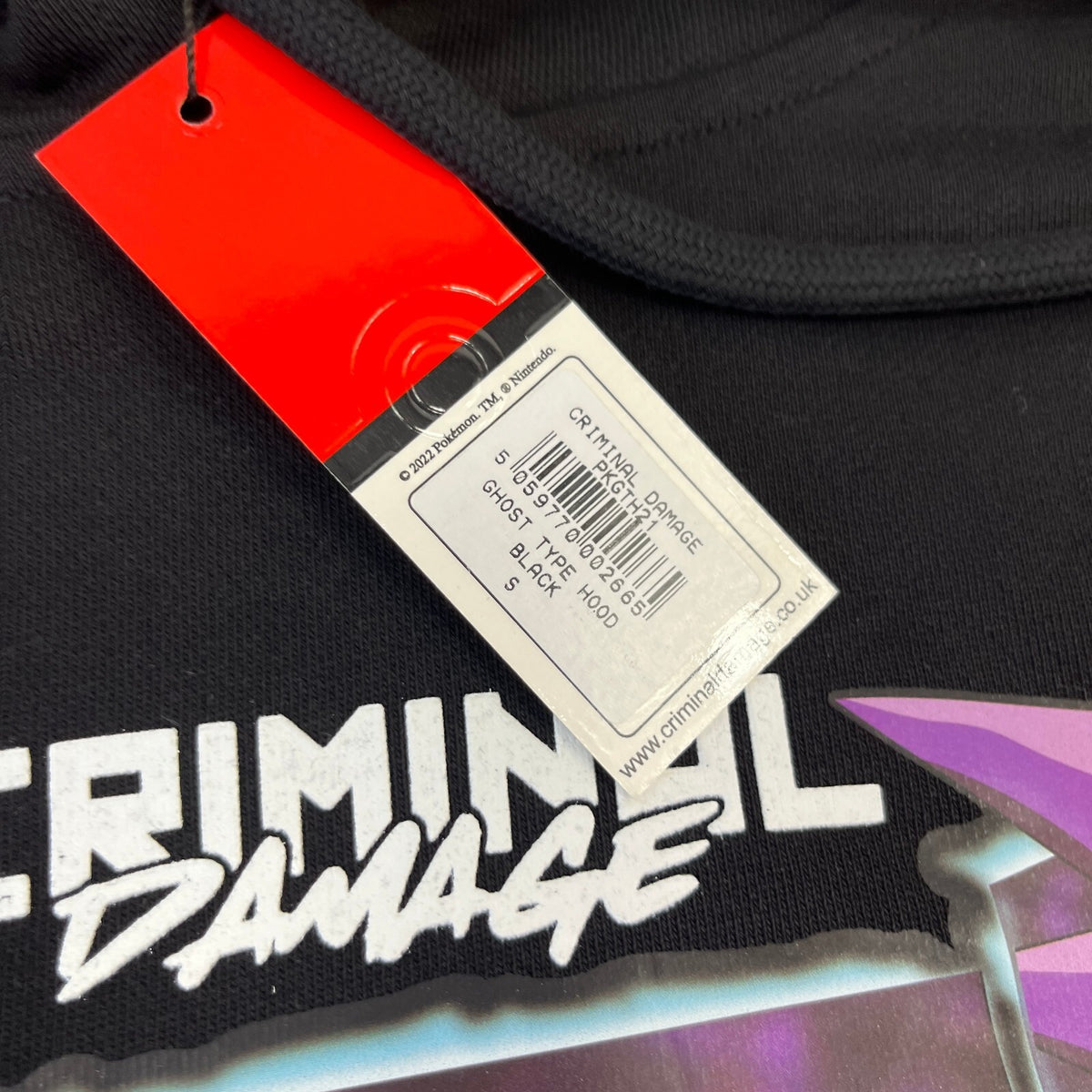 Criminal Damage Pokemon Hoodie Gastly Haunter Gengar Black size Small - New