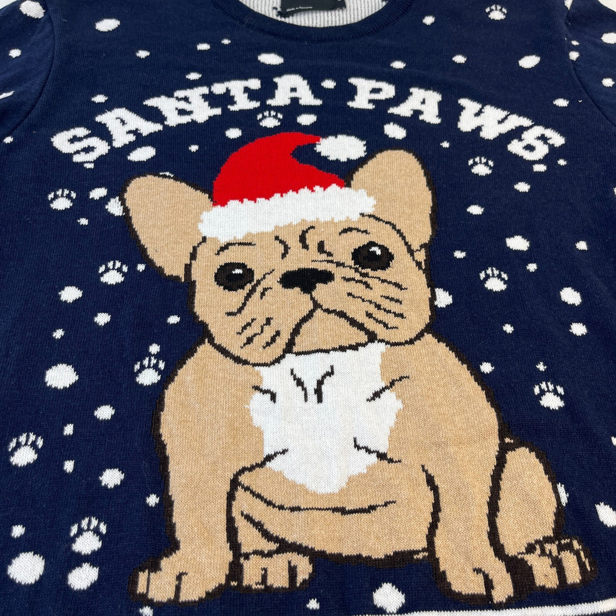 Santa Paws Frenchie Christmas Jumper Unisex French Bulldog Pullover size Large