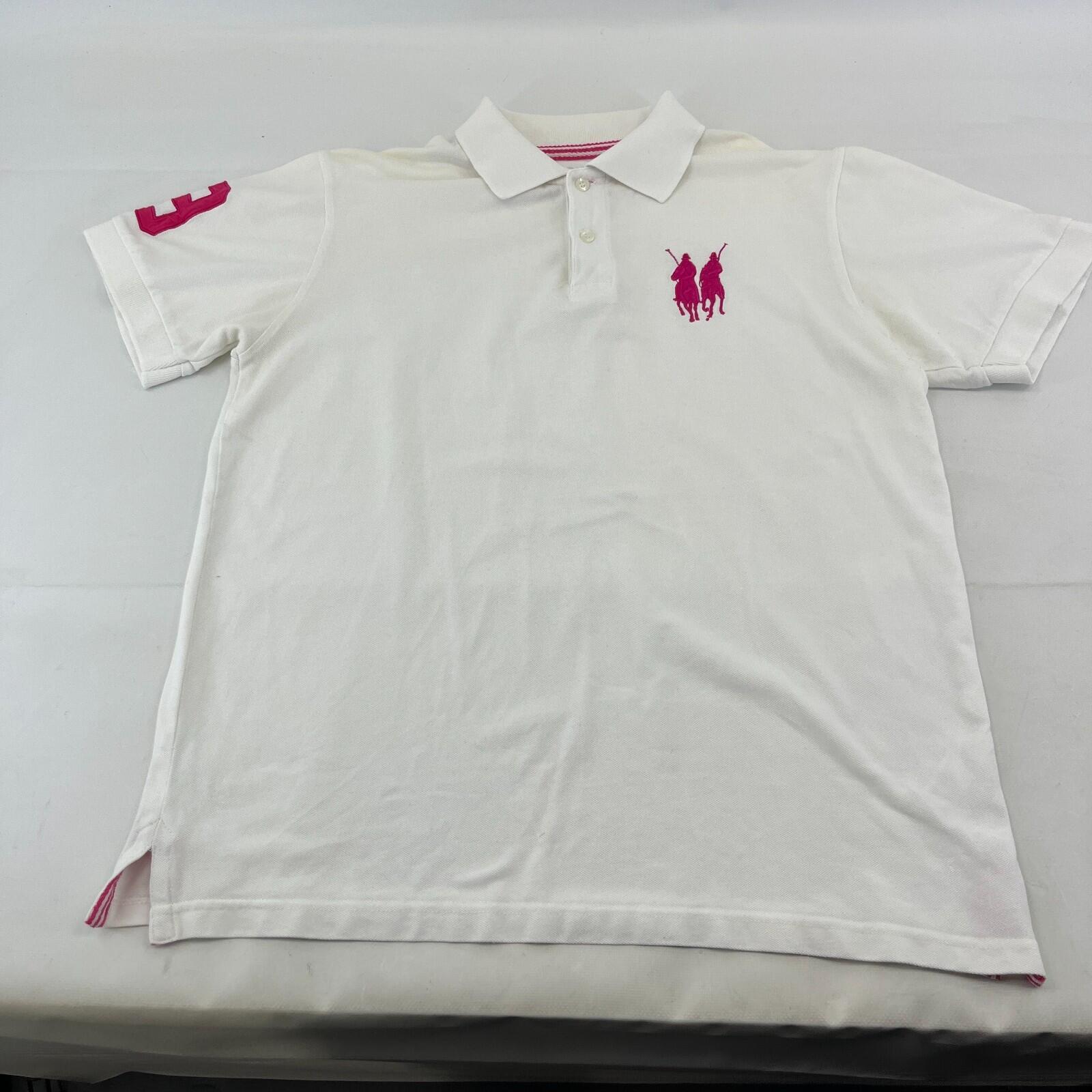 Polo Wear Men's White Polo Shirt Big Pony & Numbered Sleeve size XL Slim