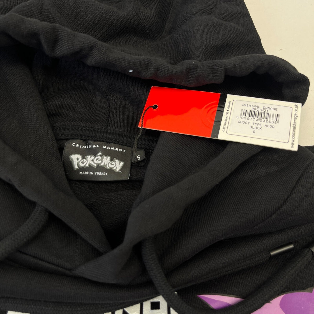 Criminal Damage Pokemon Hoodie Gastly Haunter Gengar Black size Small - New