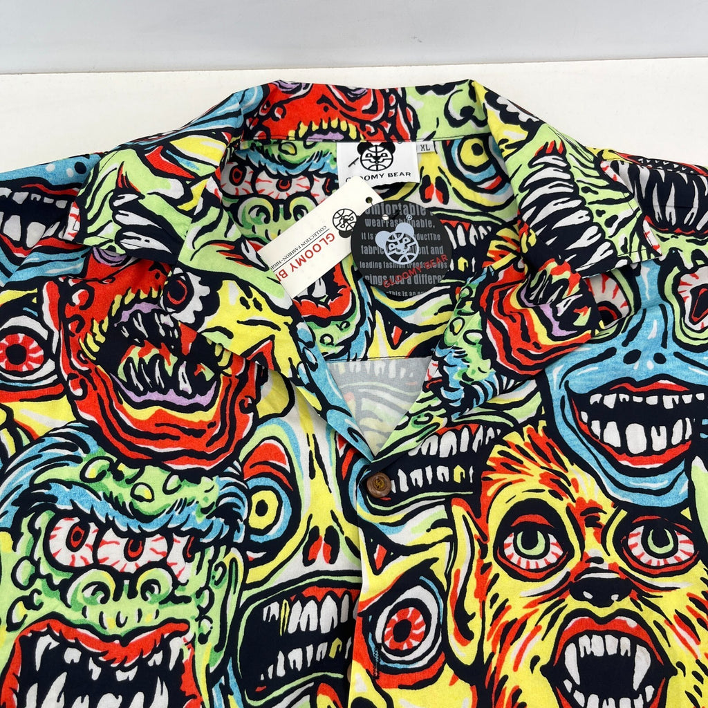 Gloomy Bear AOP Short Sleeve Shirt Horror Monsters Print size XL - Sh*te Shirt