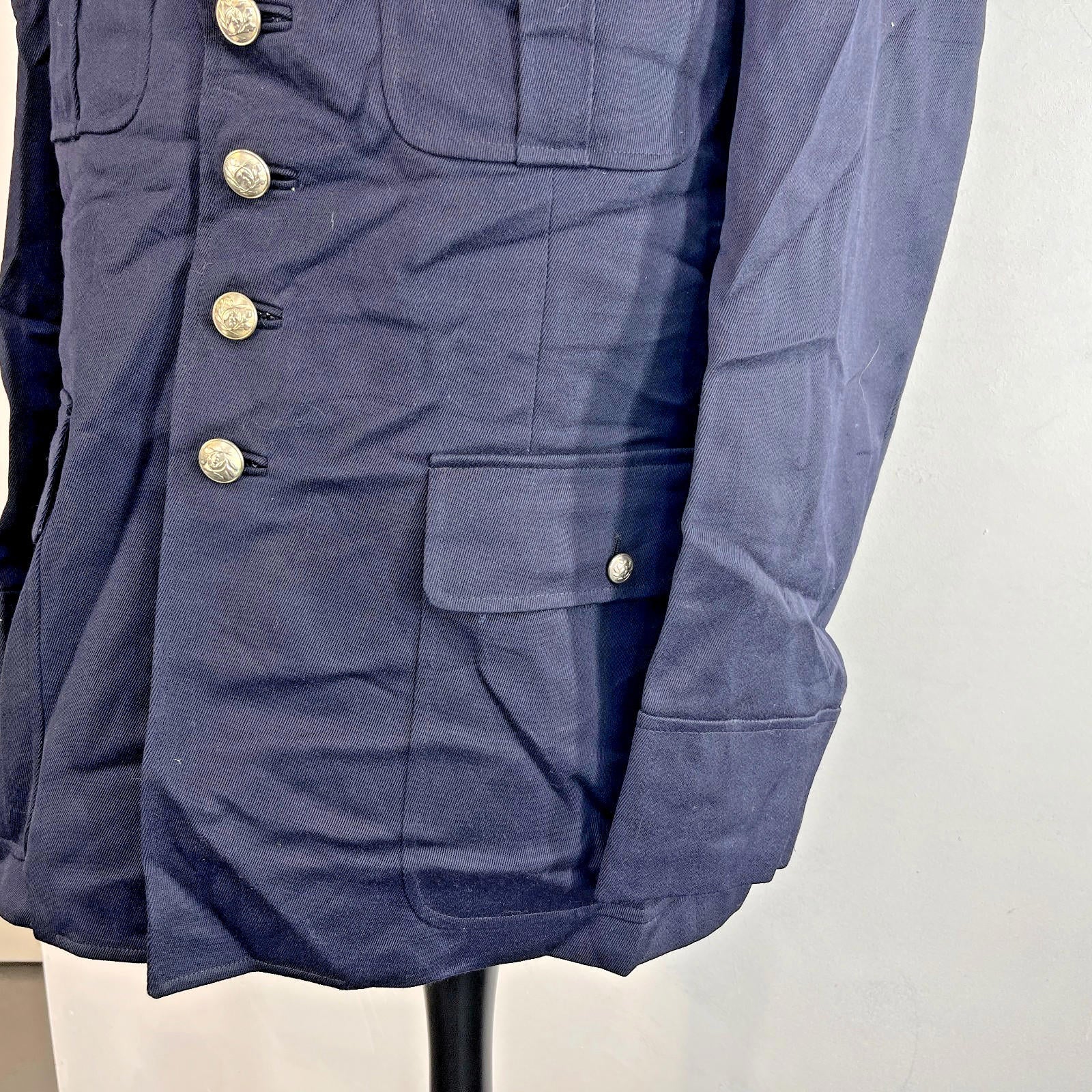 Vintage French Military Dress Uniform Blazer Jacket in Black size Large