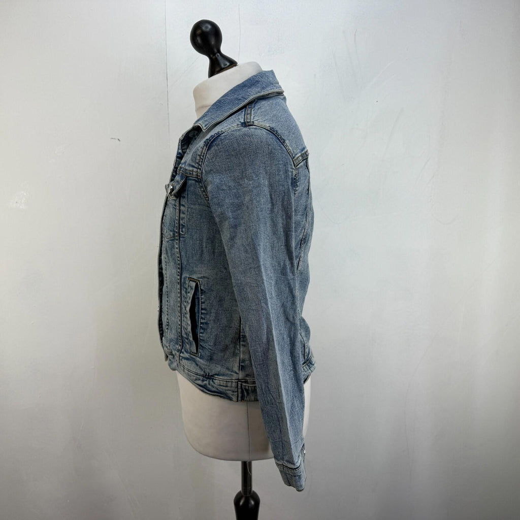Joules Stretch Denim Jacket Mid Blue UK size 8 Women's with Pockets VGC