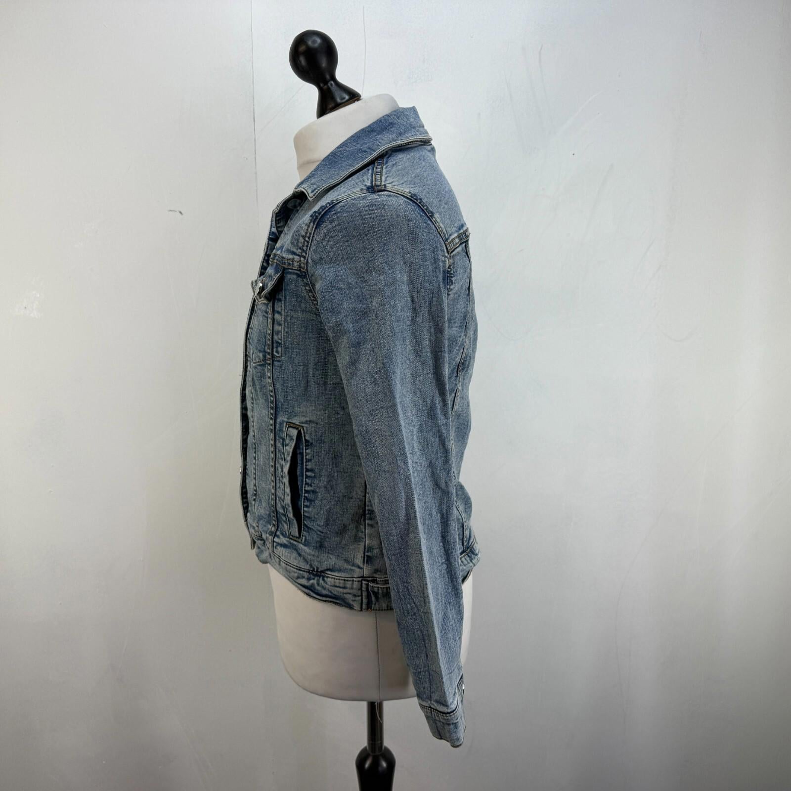 Joules Stretch Denim Jacket Mid Blue UK size 8 Women's with Pockets VGC