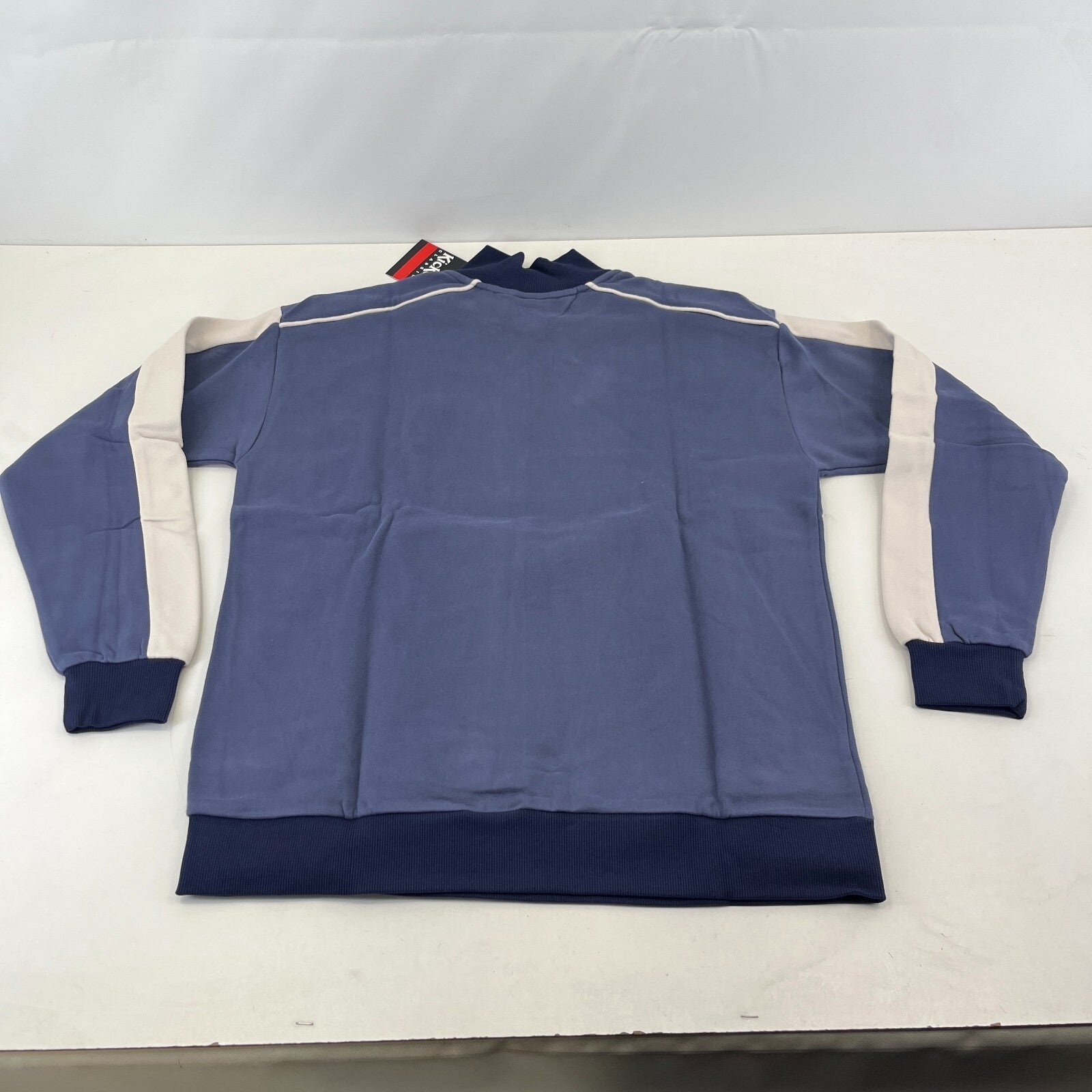 Kickers Big Spellout Blue 1/4 Zip Pullover Sweater Applique Logo size Small