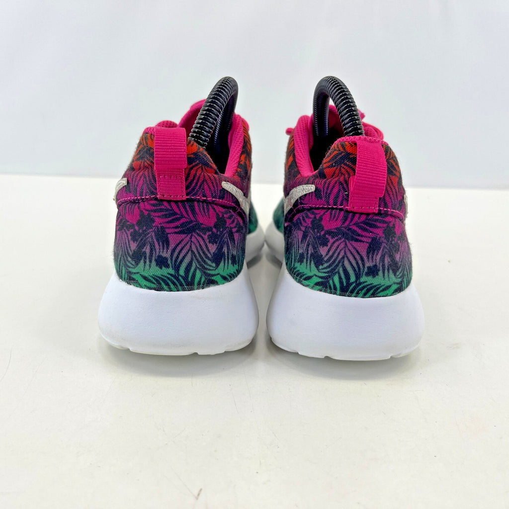 Nike Roshe Run Flyknit Trainers Pink & Green Floral size UK 4.5  EU 37.5