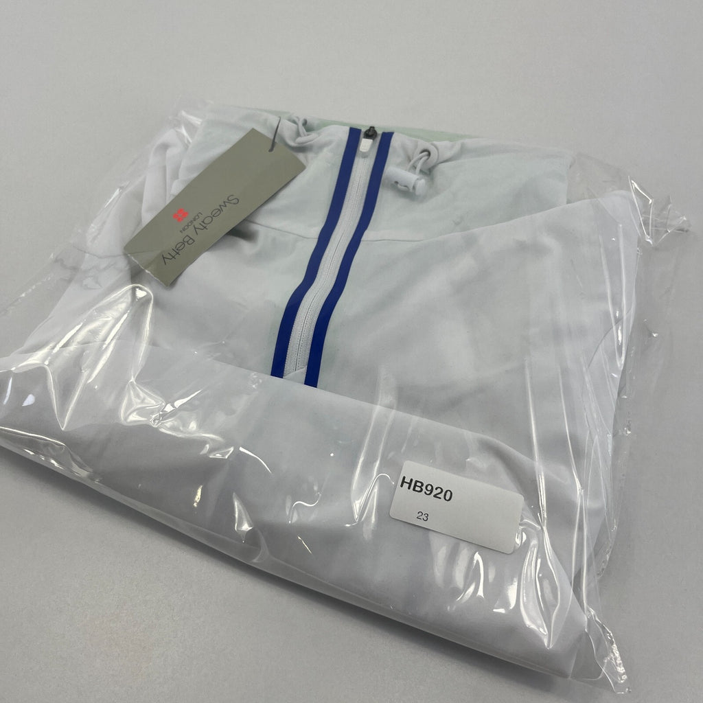 Sweaty Betty Gravity Run Half Zip Jacket Womens size M White Mint Green Pullover
