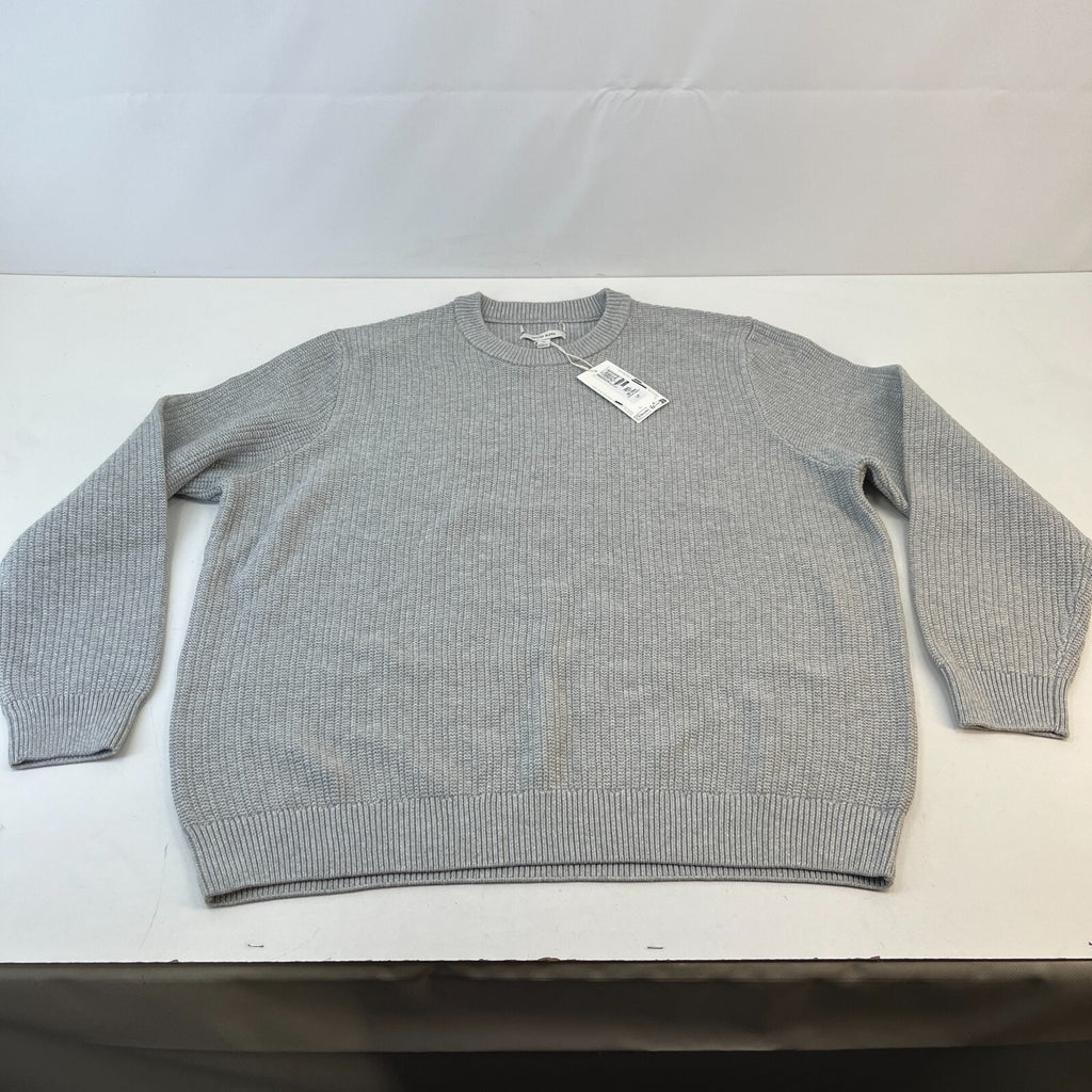 M&S Men's Cotton Blend Cable Knit Crew Neck Jumper Grey Marl 3XL New
