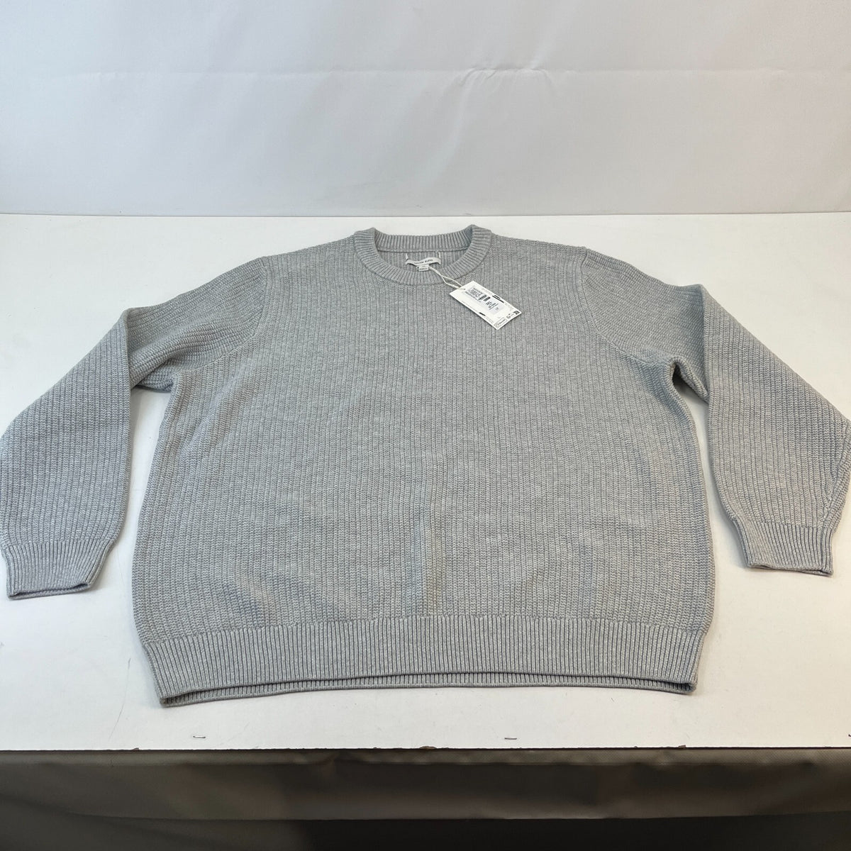 M&S Men's Cotton Blend Cable Knit Crew Neck Jumper Grey Marl 3XL New