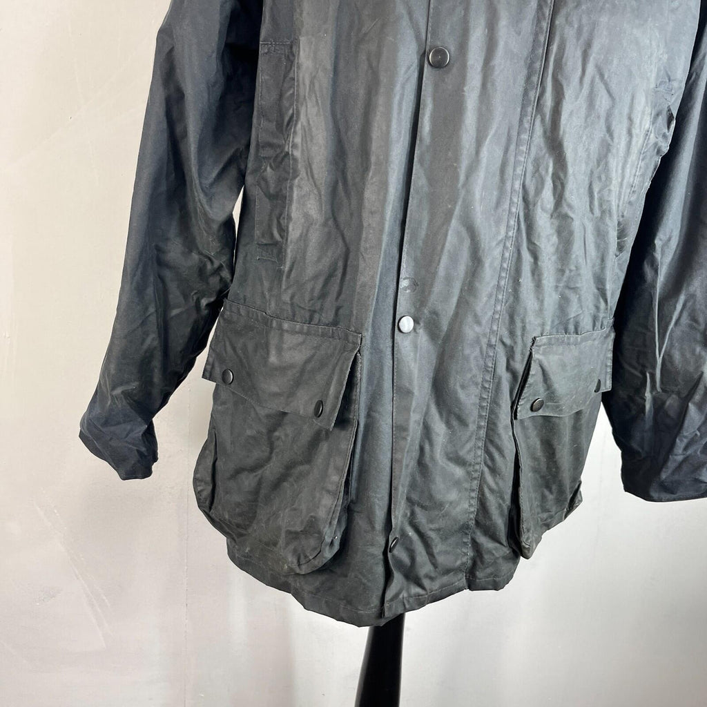 Miller & Simons Wax Jacket in Black with Removable Hood UK size S