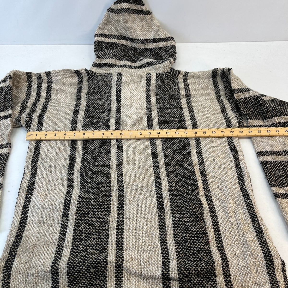 Genuine Artesenias Mexican Baja Hoodie Pullover Hippie Festival Beige size L