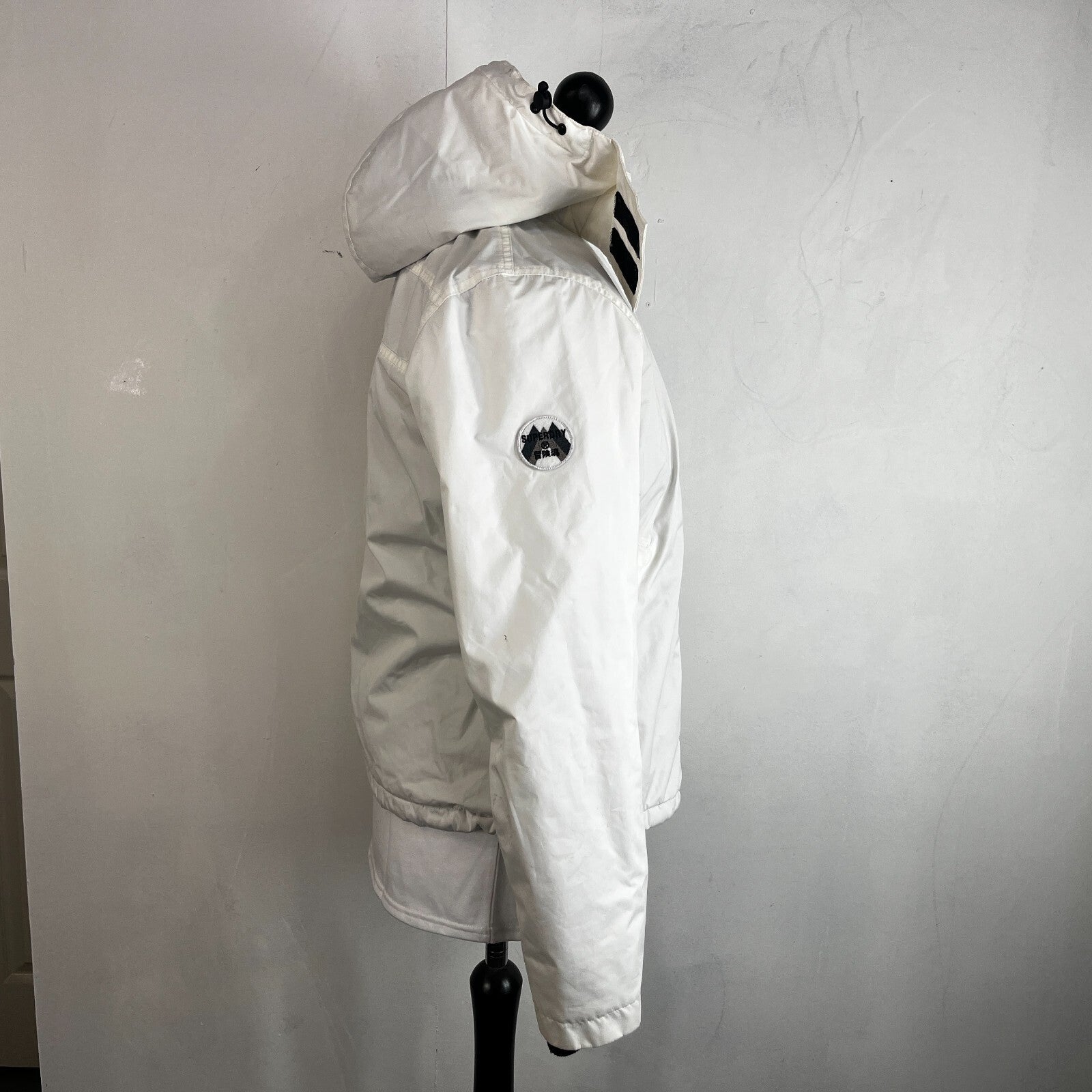 Superdry Women's Waterproof Jacket UK size 14 in White Insulated Hooded Coat
