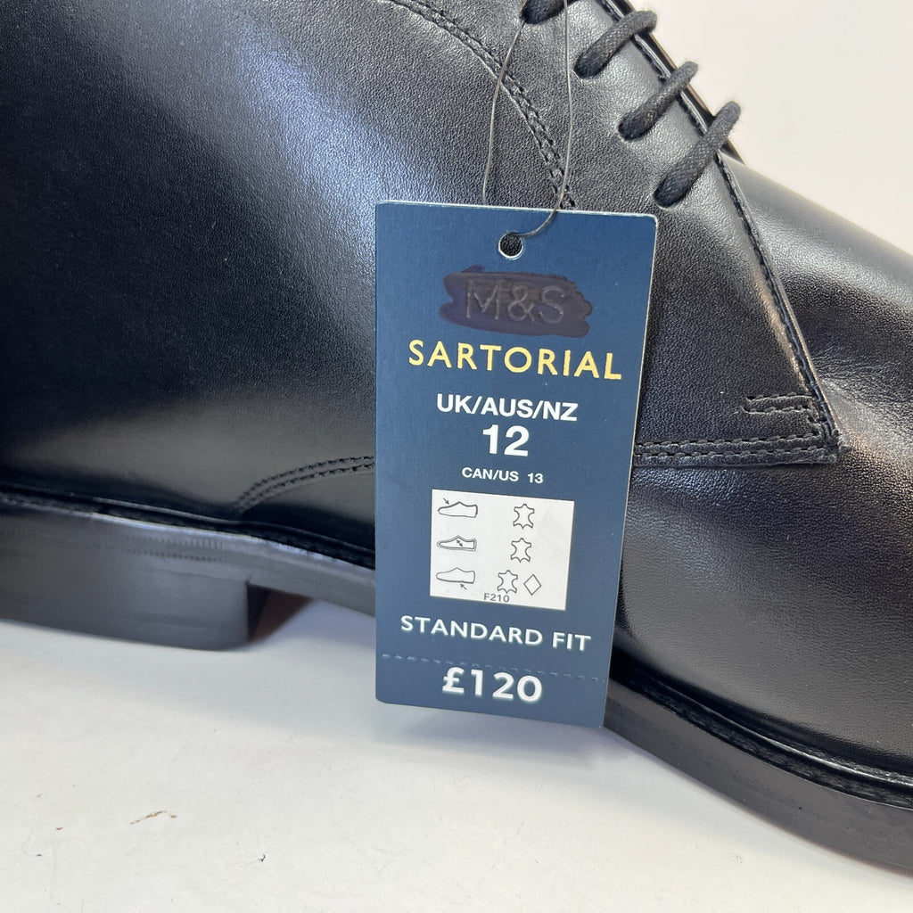 Marks and Spencer Sartorial Black Leather Smart Luxury Boots UK 12 RRP £120 New