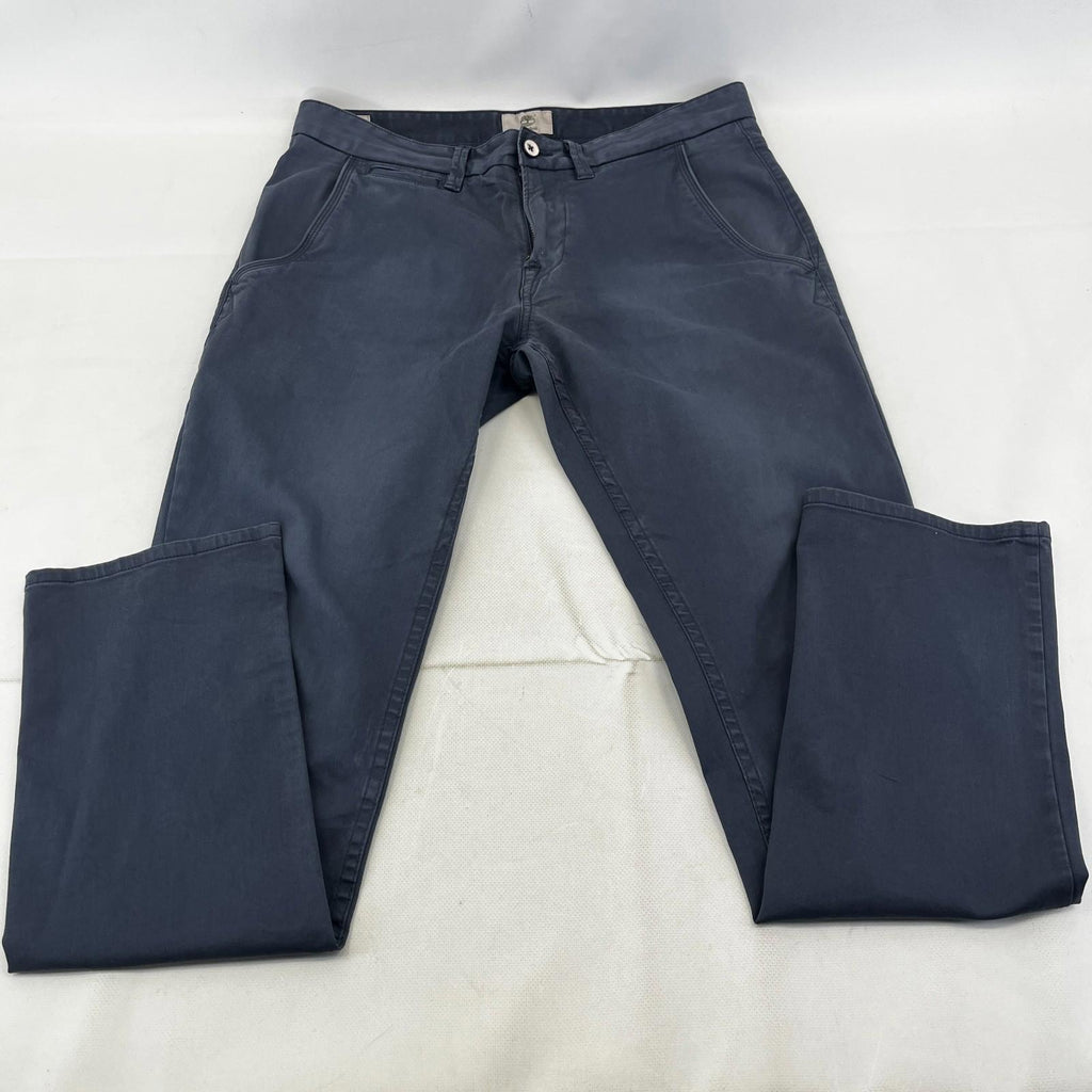 Timberland Men Blue Slim Tapered Chino Trousers Pants Zip Fly Cotton W32" L32"