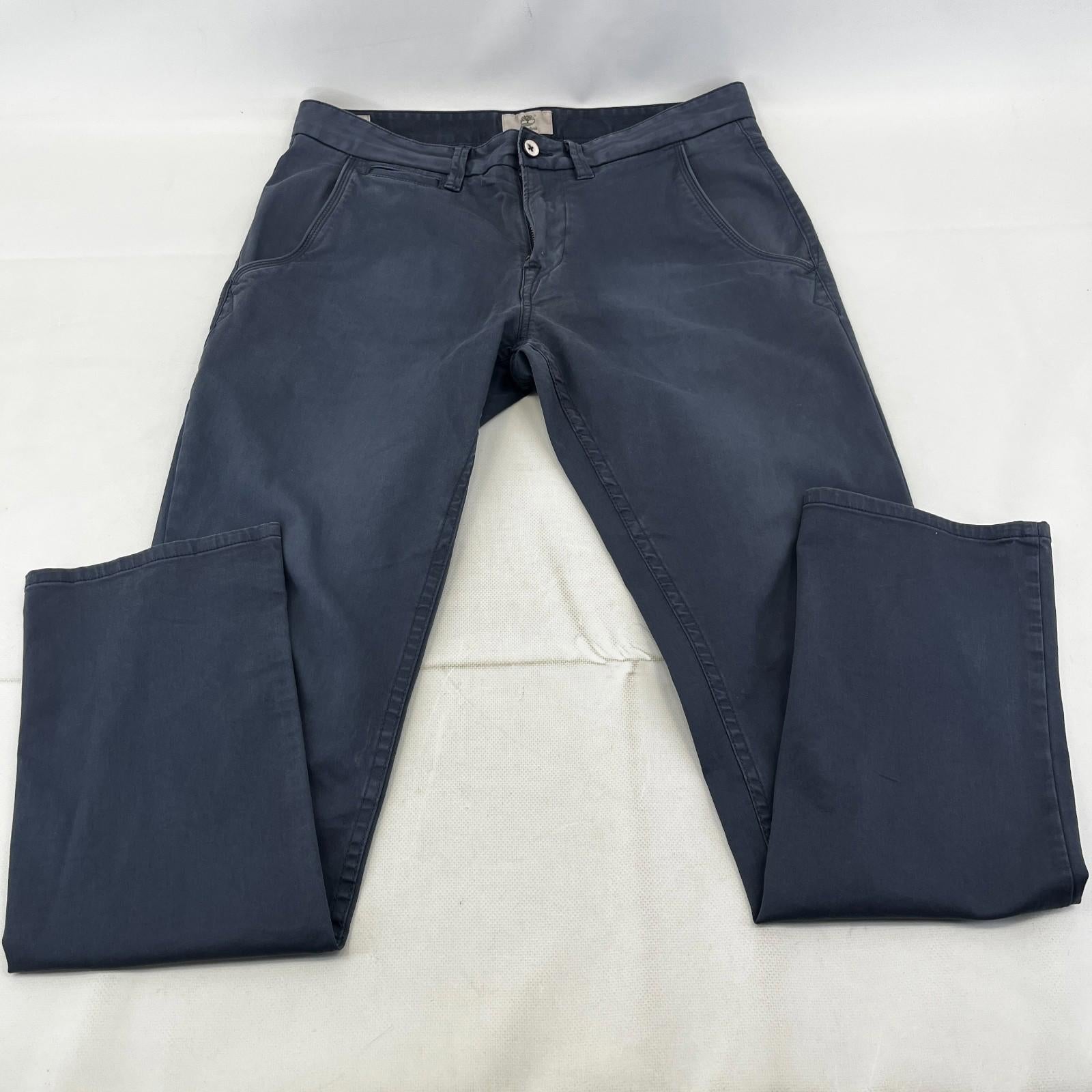 Timberland Men Blue Slim Tapered Chino Trousers Pants Zip Fly Cotton W32" L32"