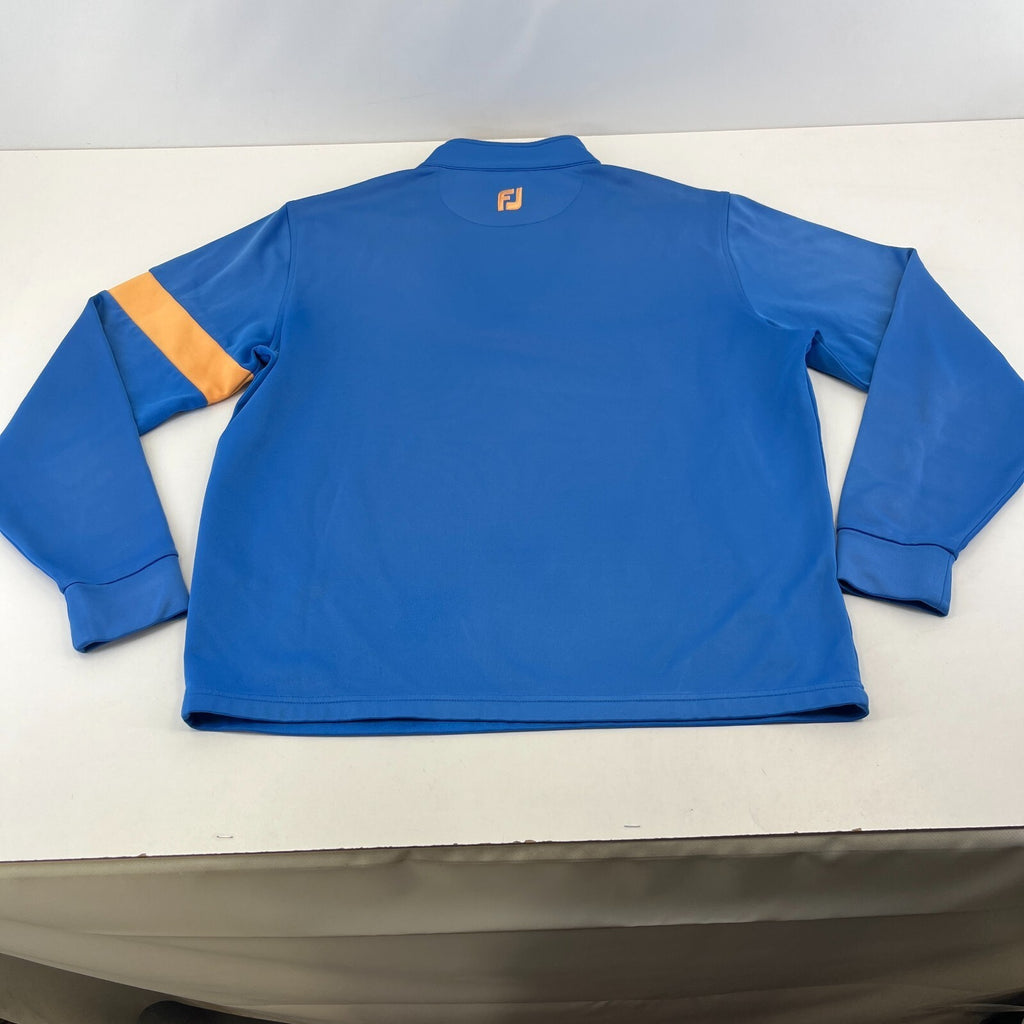 FootJoy Jumper Blue Yellow 1/4 Zip Golf Pullover Athletic Fit Midlayer Men's L