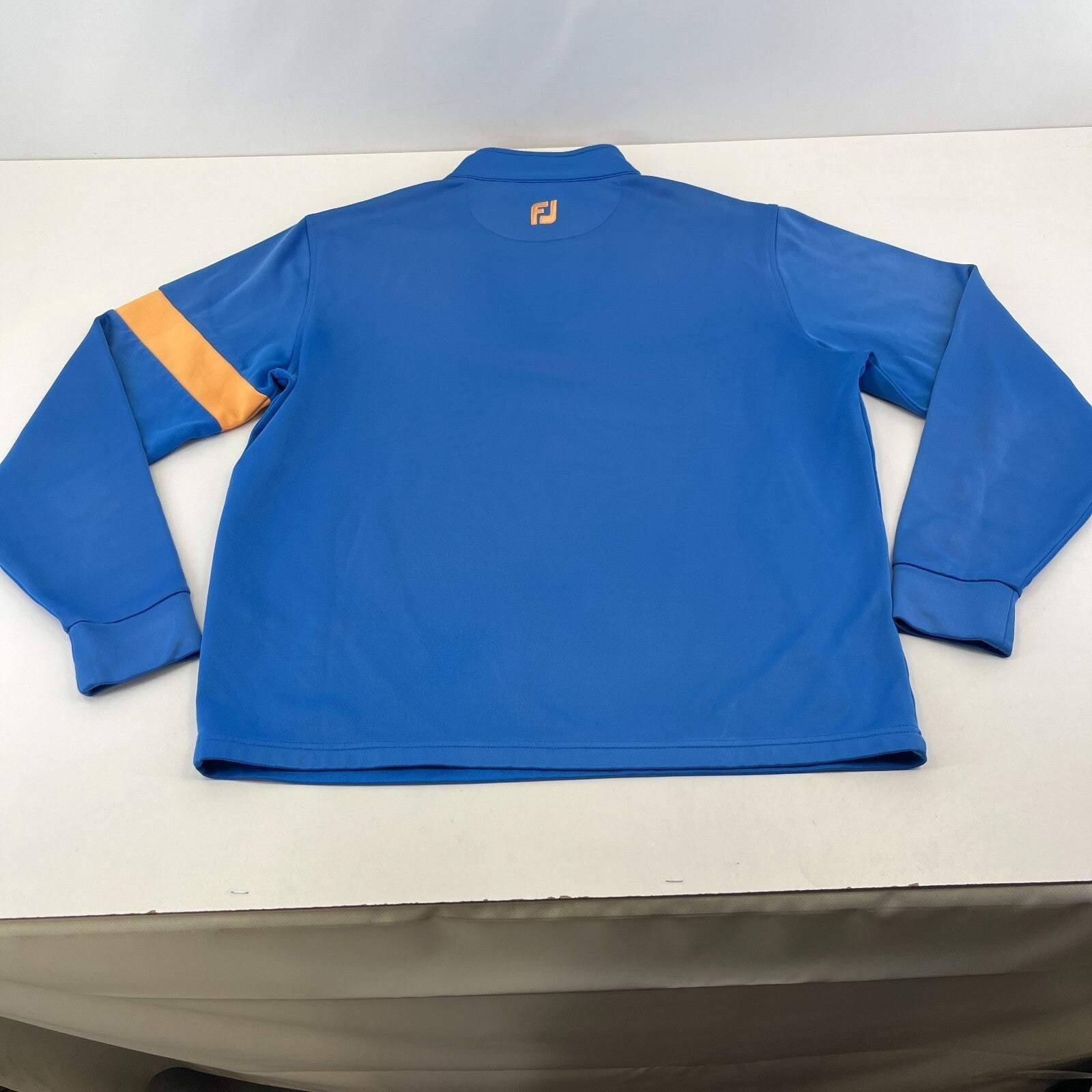 FootJoy Jumper Blue Yellow 1/4 Zip Golf Pullover Athletic Fit Midlayer Men's L