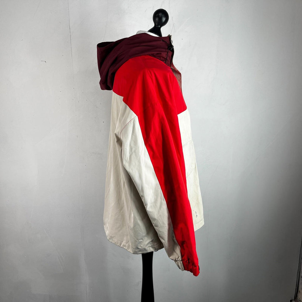 Levi's Waterproof Windbreaker Jacket Coat Mens size M Oversized Beige/Red Hooded