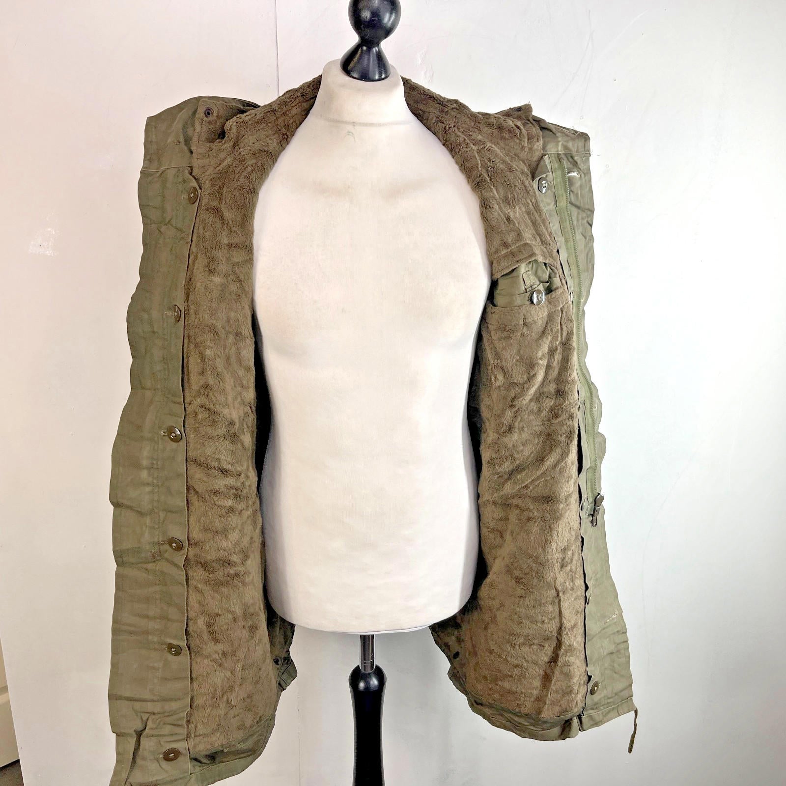 Vtg 1992 Jeans Express German Army Olive Green Parka Coat + Liner size M GrNr.14