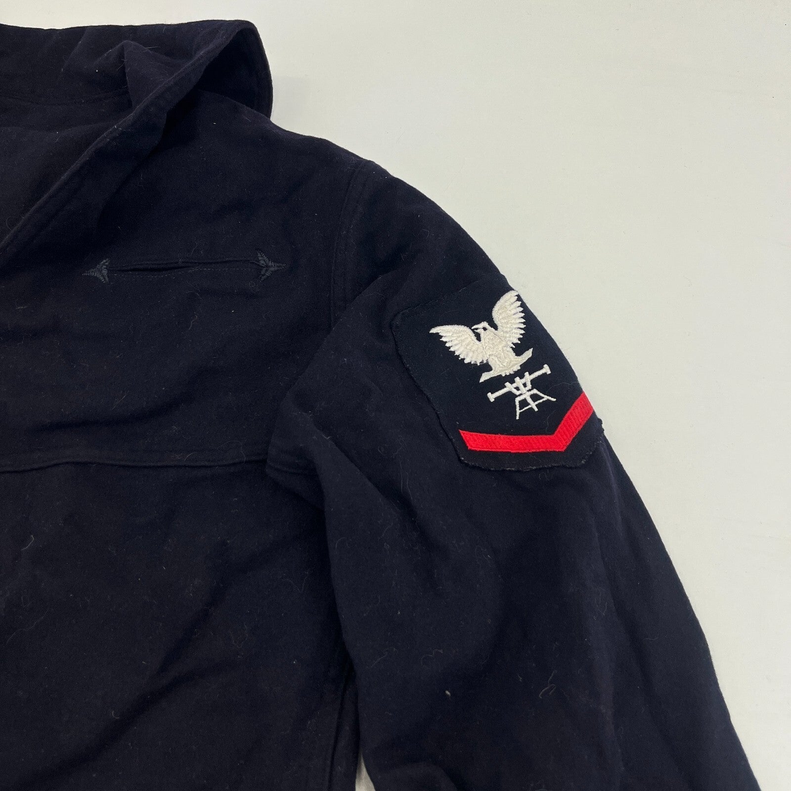 Vintage US Navy Sailor Cracker Jack 100% Wool Top Pullover Tunic Black size 38
