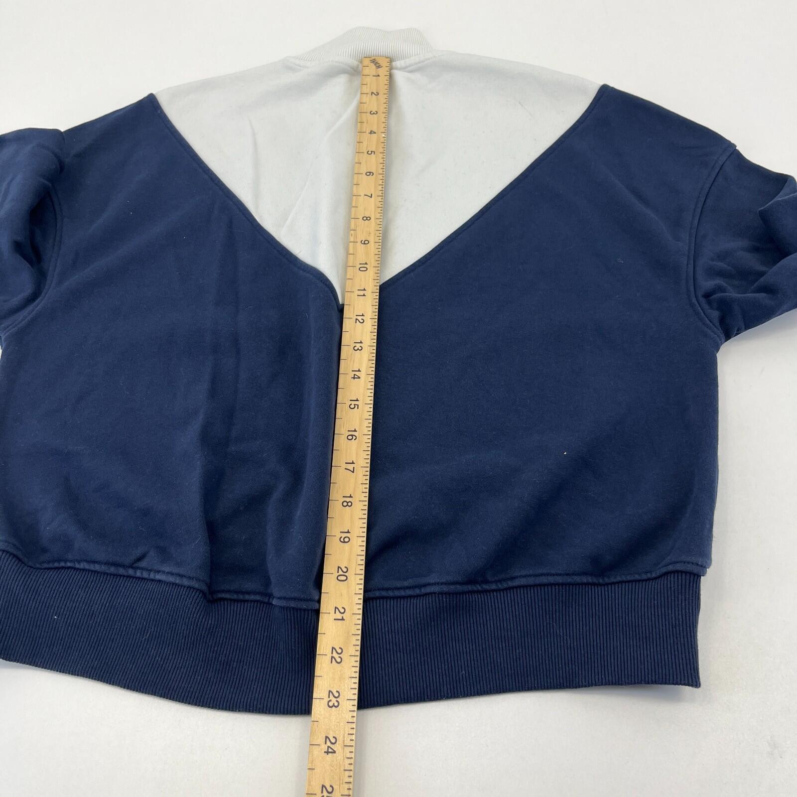 Sweaty Betty Revive Cropped Half Zip Sweatshirt Navy Blue & White size S/M