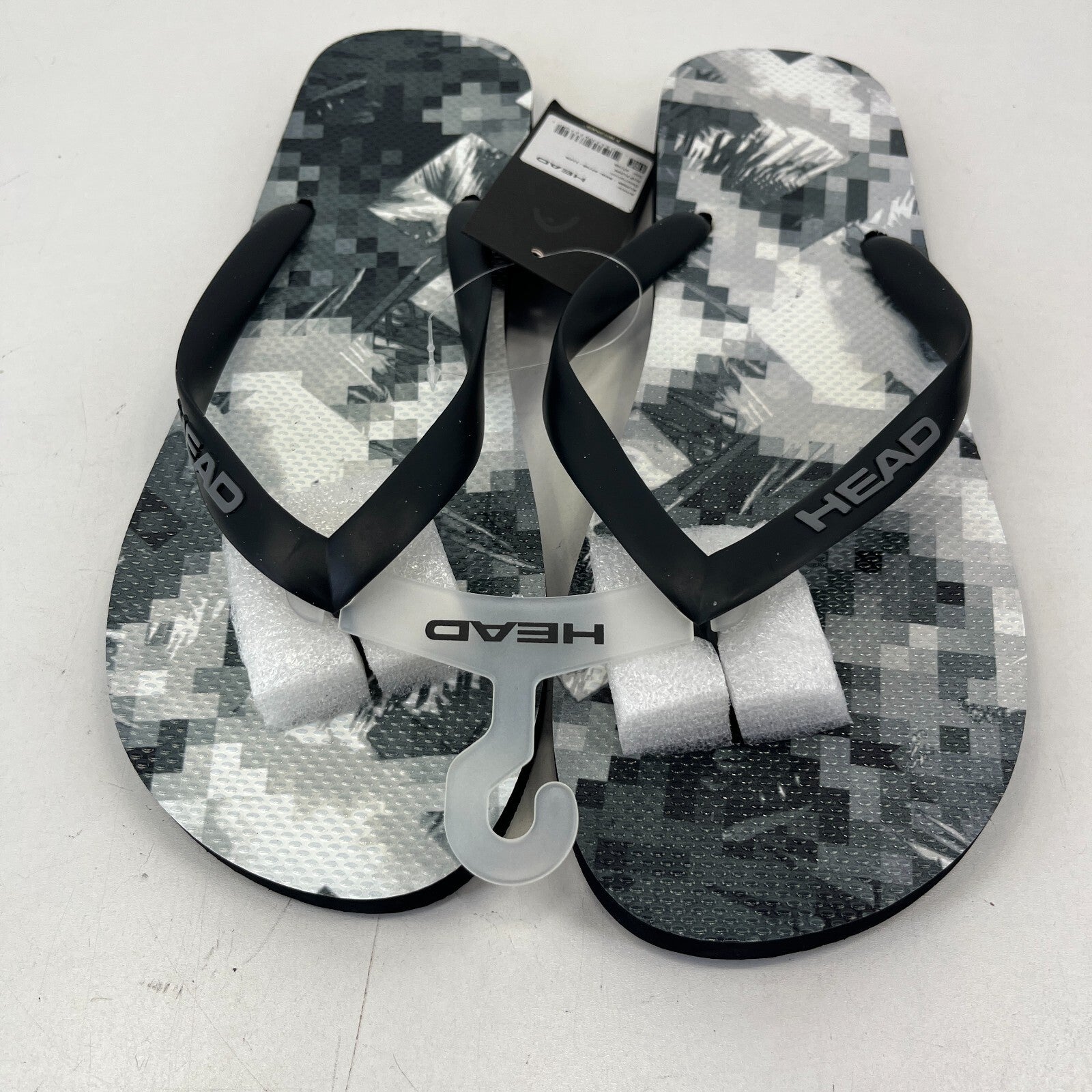 Head Flip Flops Beach Slippers Black/White Digital Print Men's UK 13 EU 47/48