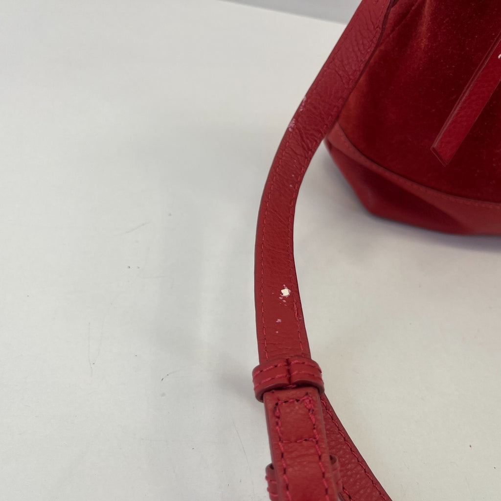 Monsoon Bright Red Suede Handbag Small Over the Shoulder Bag