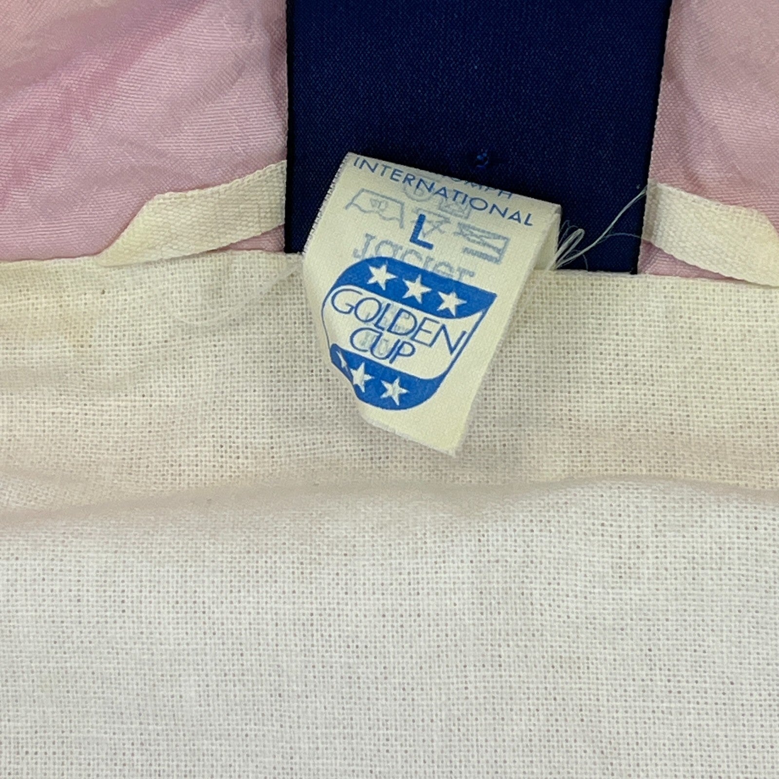 Vintage 80s 90s Golden Cup Shell Suit Track Jacket Pink Colour Block size L