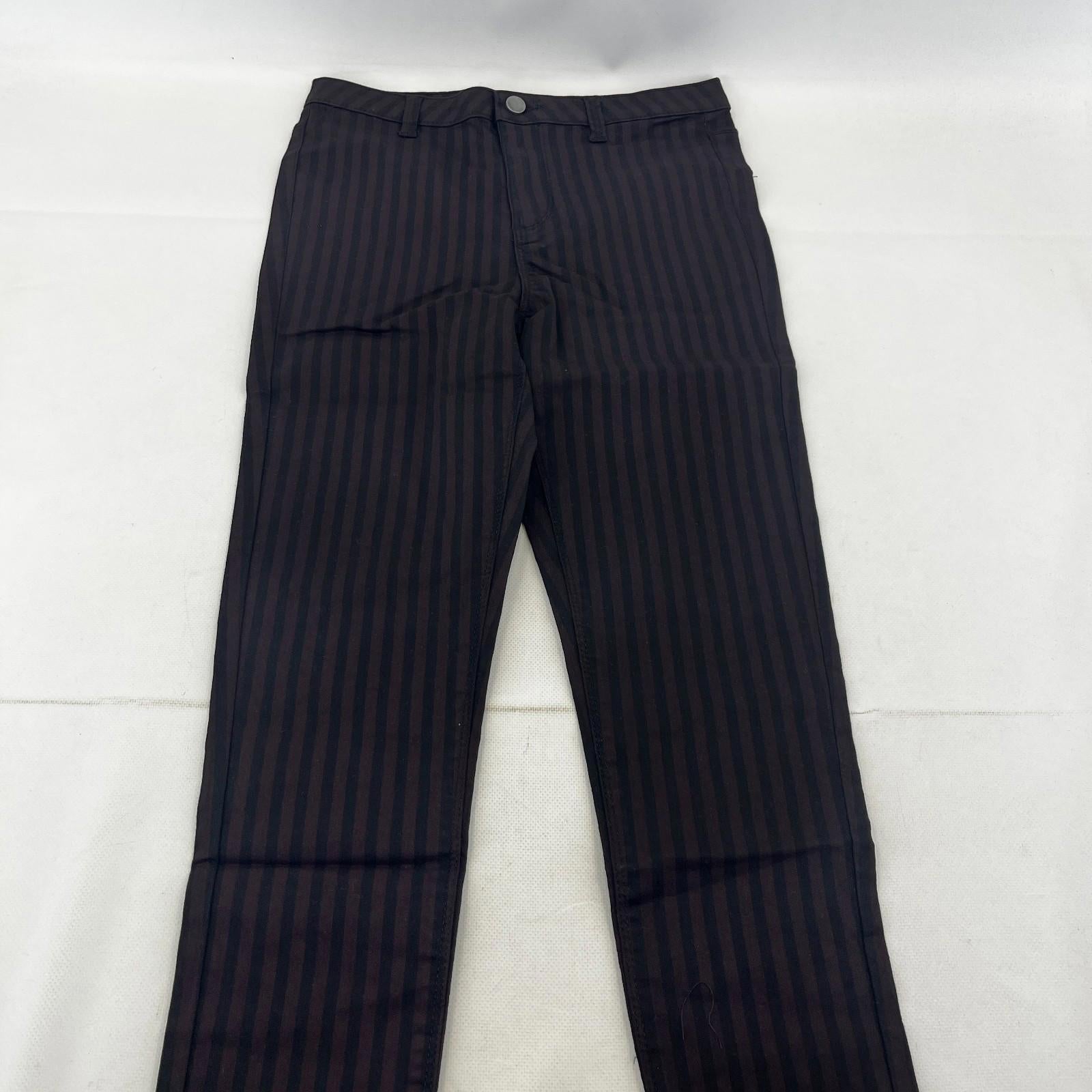 Clockhouse Womens Black/Purple Striped Jeans Cotton Blend Skinny size 38R NWOT