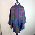 Avoca Collection Cape Coat Poncho Cloak size M Blue/Purple/Green +Attached Scarf