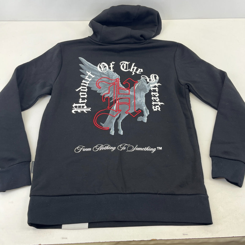 Hoodrich Men’s Black Embroidered Logo Pullover Hooded Hoodie size S - NWOT